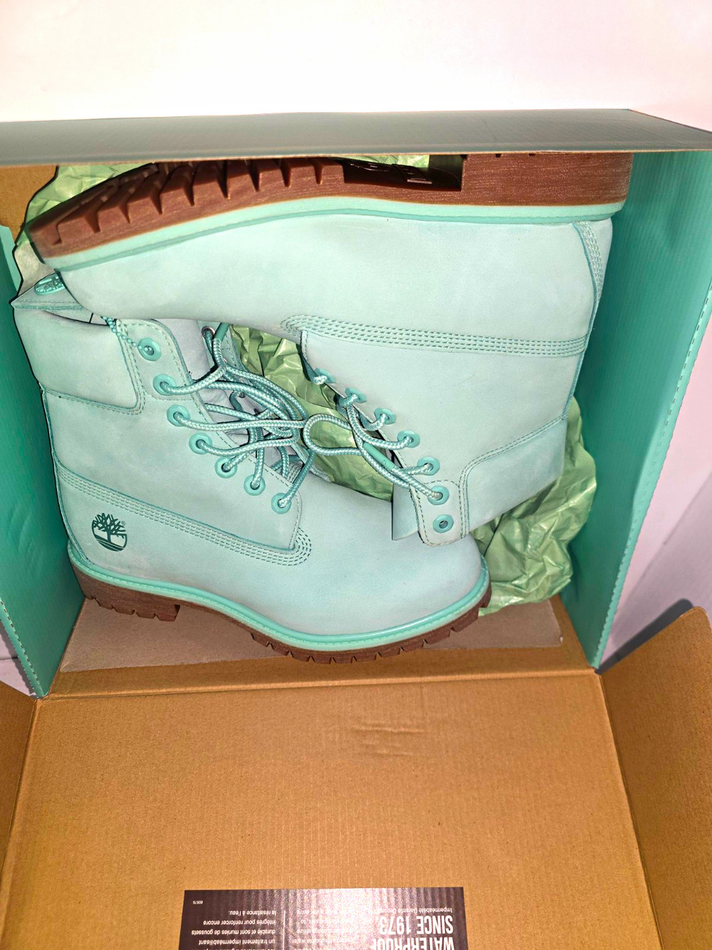 Timberland Premium 6" Waterproof Boot Light Green Nubuck Men's Size 7 New